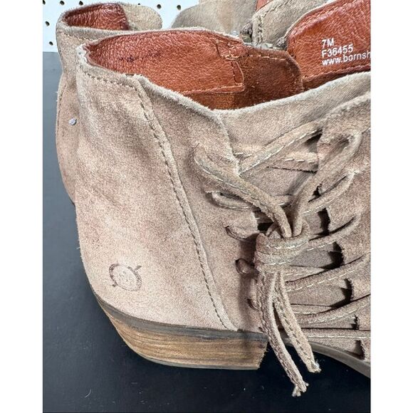 Born Bessie Brown Suede Leather Side Zip Ankle Boot US Women Size 7 - Picture 6 of 10